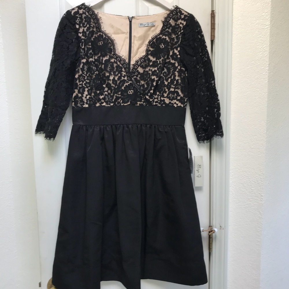 ELIZA J Black Lace Bodice Dress, Size 8